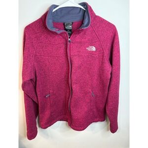 The North Face Womens Fleece Jacket Full Zip Pink Heathered Medium